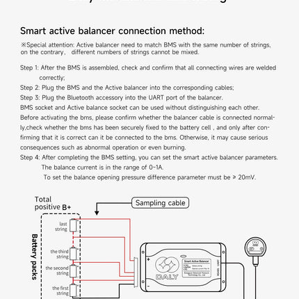 DALY software Active 1A balancer with Bluetooth UART 1A 4S 8S Equalizer suitable for LI-ION Lifepo4 LTO battery pack