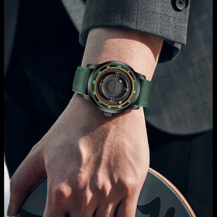 FOXBOX Watch Planet Design Fashion Floating Magnetic Pointer Free Ball Bearing Creative Simple Waterproof Quartz Watch for Men