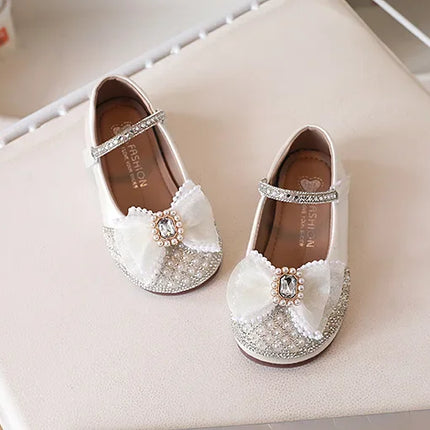 Girls' Princess Shoes, Sweet Bow Sequins, Fashionable Single Shoes, Children's Soft Soled Anti Slip Temperament Dress Shoes