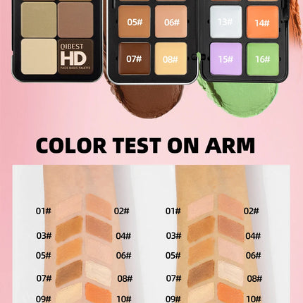 QIBEST 16 Colors Box Blusher Plate Multi-Color Cream Blush Plate Concealer Contour And Highlighter Palette Makeup Blush Face
