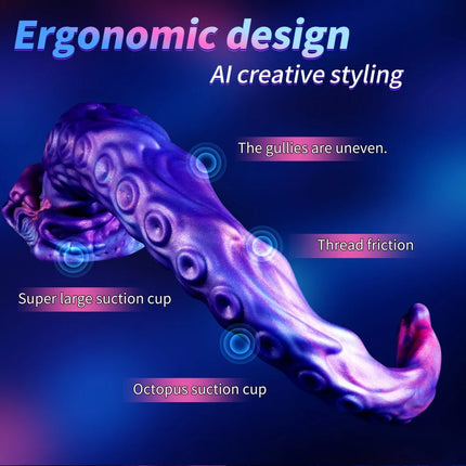 Octopus Tentacle Anal Plug Realistic Suction Cup Dildo Purple Pink Gradient Adult Toy for Men Women Couples Fantasy Sex Toy
