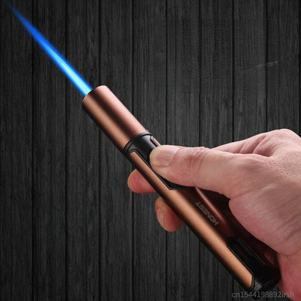 JOBON Metal Outdoor Windproof Turbine Torch Strong Fire Power Blue Flame Straight Butane Gas Lighter Gas Kitchen BBQ Welding