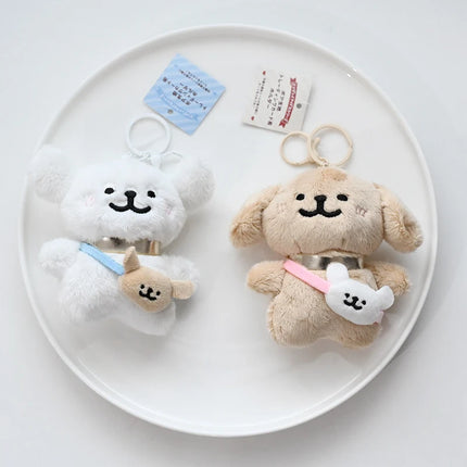 11cm Cute Korean Maltese Dog Plush Pendant Toy Soft Cartoon Puppy Stuffed Animal Keychain Doll Kids Birthday Gifts