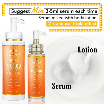 AILKE Vitamin C Whitening Kit For Women, Even Skin Tone, Clean Skin, Moisturizing, Anti Wrinkles, Skin Glowing Beauty Set