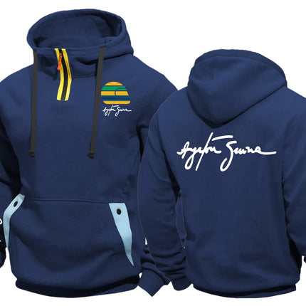 Hero Ayrton Senna Racer F1 Semi-Zip Pocket Fleece Jackets Hooded Coats Sweatshirts Male Men Sweatshirt Outerwear Hoodies Jacket