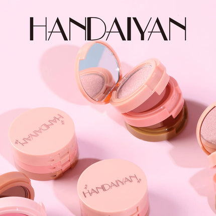 3-In-1 Face Bronzer Highlighter Makeup Palette Matte Pearlescent Blush Contouring Shadow Brighten Three-layer All-in-one Palette