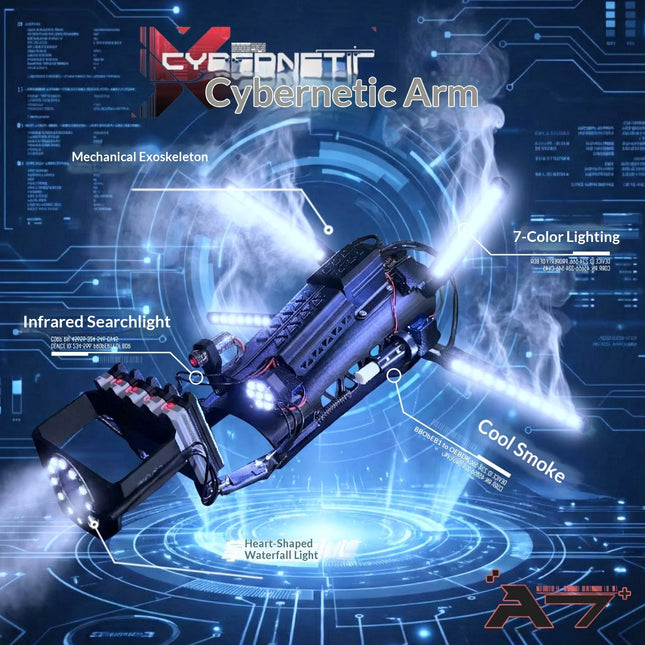 Cyberpunk Mechanical Arm Mechanical Exoskeleton Seven Color Lights Cool fog Spray Black Technology Cosplay Gift For Adult