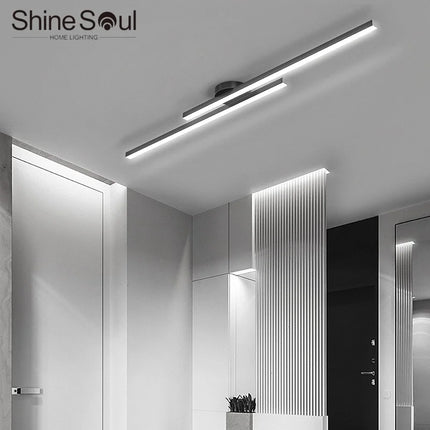 Modern LED Ceiling Light Simple Line Aluminum Corridor Light Living Room Bedroom Remote Dimming Interior Decoration Ceiling Lamp