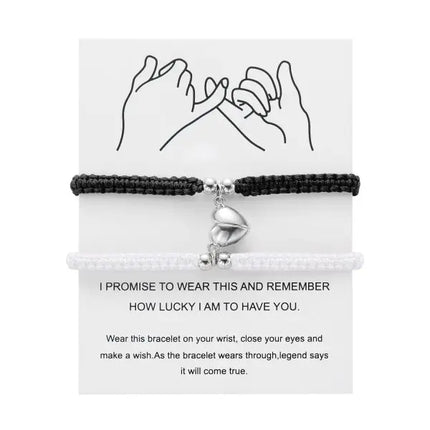 2 PCS Simple Lucky Red Rope Braided Bracelet for Women Men Romantic Heart Magnetic Couple Matching Bracelets Friendship Jewelry