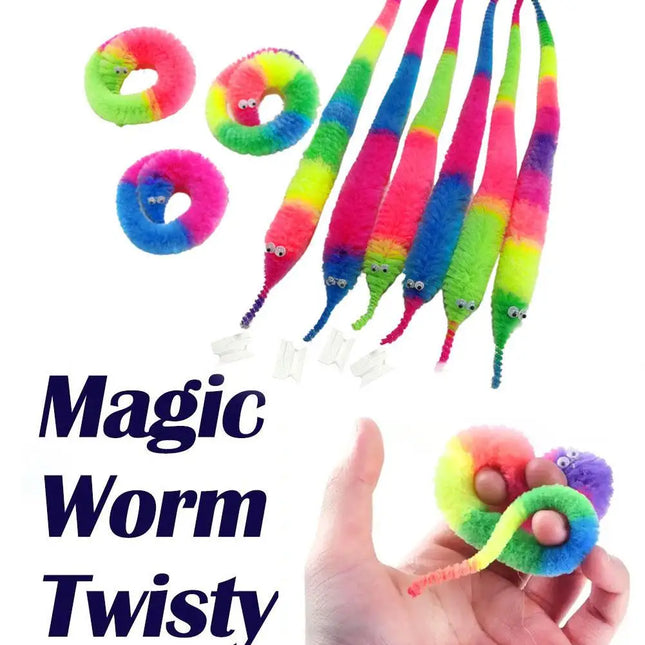 1/3/5Pcs New Funny Props Twisty Magic Worm Trick Toy For Kids Caterpillars On An Invisible String Children Party Game Favor Gift