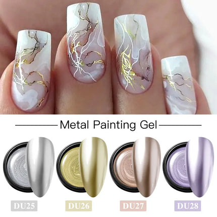 2/3pcs Mirror Metal Gel Nail Polish Set Gold Silver Metallic Painting Drawing Line Gel Semi Permanent Soak Off UV Gel Varnish