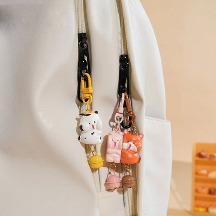 3Pcs Cartoon Rabbit Holding Fox Hug Puppy Keychain Magnetic Snap Animal Keys Chain Sets for Couple Friends Gift Keyring