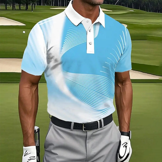 Fashion Men's Geometic Polo Golf Polos Shirts Short Sleeve Polo Shirts Lapel Casual Athleisure 3D Print Buttons Summer