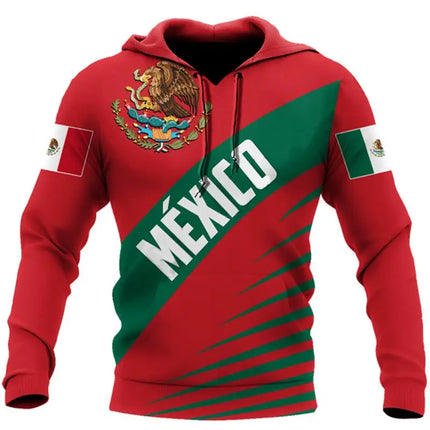 Mexico National Flag Print Hoodies For Men Fashion 3D Eagle Pattern New in Sweatshirts Hip Hop Harajuku Oversized Pullover Tops