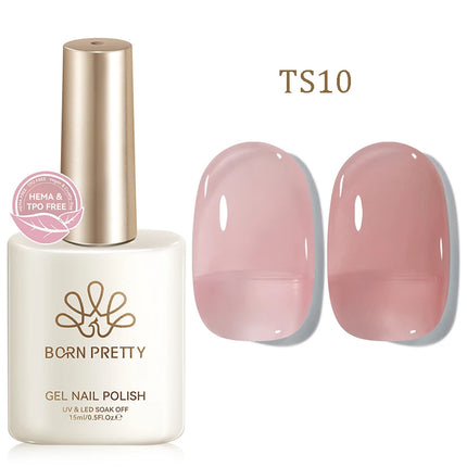 BORN PRETTY 15ml Jelly Gel Polish Milky White Nude Glitter Soak Off LED UV Gel Semi Permanent Nail Art Manicure Gel Varnish