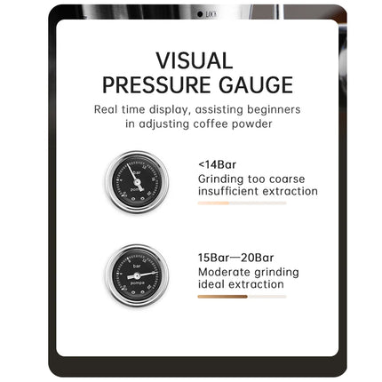 20Bar Semi-Automatic Espresso Machine,Stainless Steel Casing,Professional Spouted Portafilter,Equipped with a pressure gauge