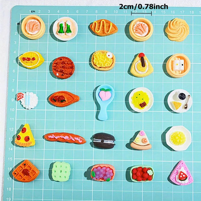 25/50/80Pcs Mini Food Toys Pretend Play Miniature Food for Dollhouse Kitchen Game Party Accessories Mini Play Resin Food Toys