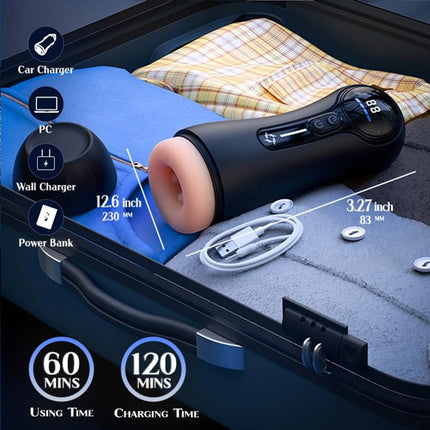 Male Masturbator Penis Pump Adult Sex Toys for 18 Men with 4 Sucking 9 Vibration Modes LED Display Pocket Pussy Realistic Vagina