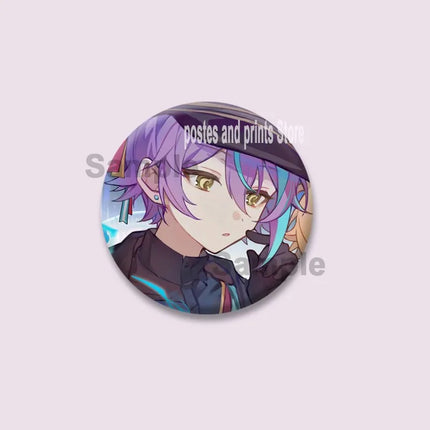 Anime Game Character Kamishiro Rui Pins PJSK Cartoon Round Brooches on Backpack Shirt Accessories Jewelry Badge Gift for Friends
