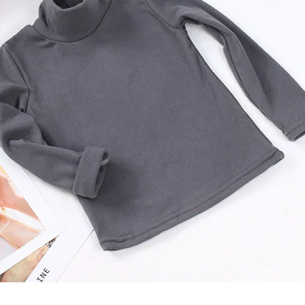 New 2025 Autumn Winter Boys Girls Kids Fashion Solid T-Shirt Tops Children O-Neck Long Sleeve Warm Casual T-Shirts