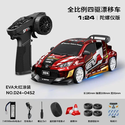 Gyro version SDSTAR RC Drift Car 1:24 Scale 4WD D24 Full Proportional Control Two Sets of Wheels Professional Remote Control Toy