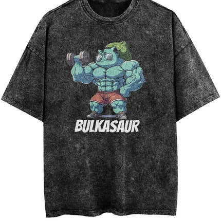 Pokemon Squirtle Squirtbro Gym Parody T Shirt Men 2026 Summer Vintage Acid Wash Oversized Tee Anime Streetwear