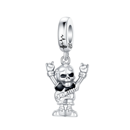 Hot Sale Rock Music Guitar Charms 925 Sterling Silver Dangle Pendant Fit Bangle Bracelet Necklace DIY Jewelry