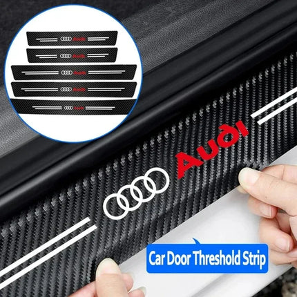 High-quality Carbon Fiber Car Door Sill Protector Sticker For quattro Audi Q5 Q3 Q2 Q7 A3 B5 B6 B7 B8 B9 8P A4 C6 C5 A1 A6 A7
