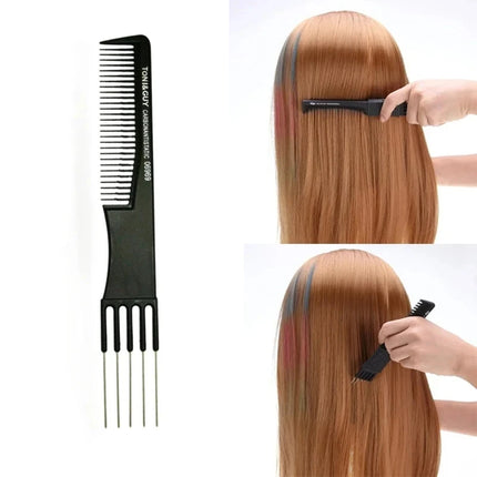 Professional Hair Tail Combs Stainless Steel Salon Cut Styling Comb Spiked Hair Care Styling Tools Barber Accessories Fine Teeth