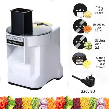 K8600 Commercial Dicing Machine White 3-in-1 Multi-Function Electric Cutter Strips Shreds Slices Dice Radish Potato Vegetables