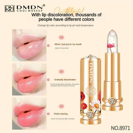 Crystal Petals Color-changing Lipstick Flower Gold Foil Desalination Color Lipstick Soft Delicate Lasting Waterproof Makeup