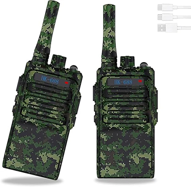 Kids Walkie Talkies 2 Pack, 3 Miles Range, 2000mAh Rechargeable, 16 Channels, LCD Flashlight, Gift for Camping Hiking