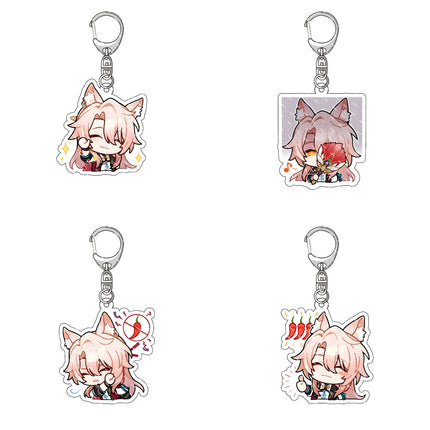 Honkai: Star Rail Anime Figure Acrylic Keychain Dan Heng Feixiao Firefly Model Plate 4pc/set Keyring Game Fans Gift