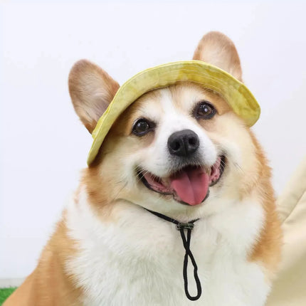 Dog Cotton Sun Hat With Ear Holes Round Brim Puppy Kitten Bucket Hat Outdoor Sun Protection Pet Caps for Small Medium Cat Dogs