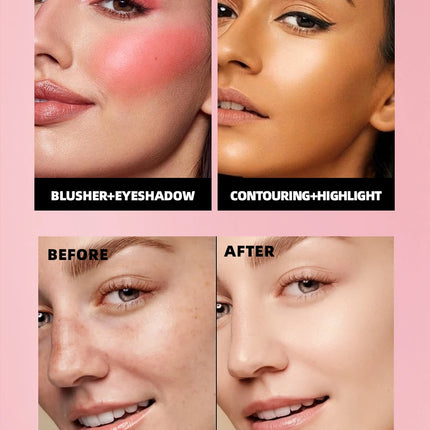 QIBEST 16 Colors Box Blusher Plate Multi-Color Cream Blush Plate Concealer Contour And Highlighter Palette Makeup Blush Face