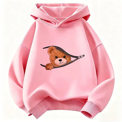 Cute Fashion Bear Funny Hoodie Kids Children's Sweatshirt Hoody for Boys Girls Casual Hoodies Hip Hop Clothes