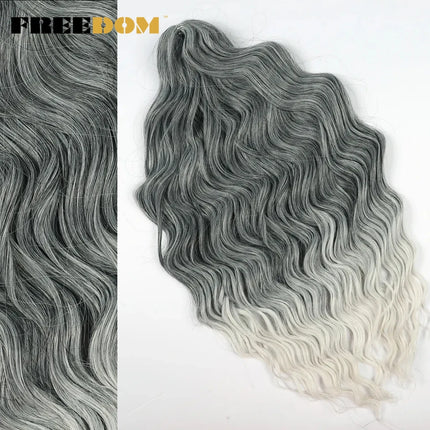 FREEDOM Synthetic Braiding Hair Extensions Deep Wavy 24 inch Long Curly Braids Hair Ombre Brown Rainbow Twist Crochet Hair