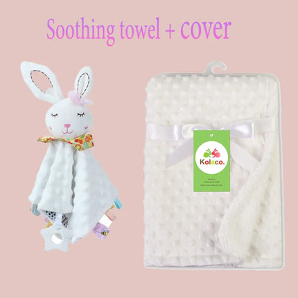 Personalized Soft Plush Baby Blanket with Name Newborn Stroller Sleeping Dolls Custom Towel Cover -appease Soother Gift