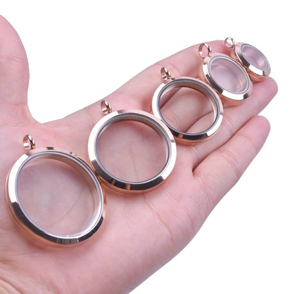 1Pc Stainless Steel Openable Glass Coin Bezel Cremation Urn Locket Pendant Round Reliquary Picture Medaillon кулон Jewelry
