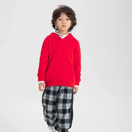 100% Cotton Boys Sweatshirts 2025 Spring Fall New Solid Color Girls Hooded Sweatshirt Children Blank Tops Name Custom Hoodies
