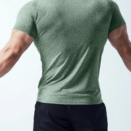 Man T Shirt Men Fitness T-shirt Exercise Short-Sleeved Men's Running Tees Gym Training Stretch Tops Summer Sports Tshirt