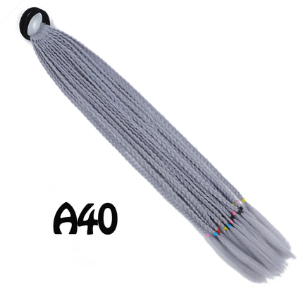 Synthetic Gradient Color Dirty Braided Ponytail Extensions With Elastic Band 24" Rainbow Braid Pony Tail Hairpiece For Girl