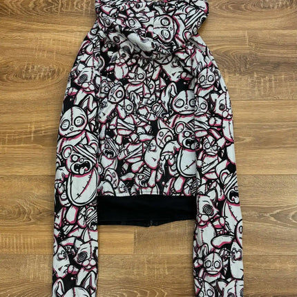 New Japanese Subculture Cat Ear Zipper Hoodie European and American Original Doll Print Cute Cool Double-sided Wearing Jacket