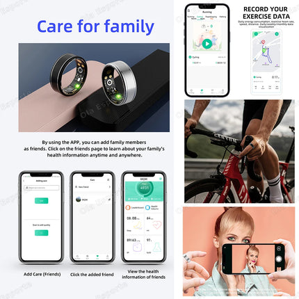New Blood Pressure Sleep Health Monitor Smart Ring Sport Remote Camera smartring IP68 Waterproof Care for family Rings Men Women