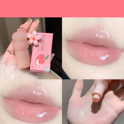 Crystal Strawberry Lip Balm Moisturizing Hydrating Lips Mask Stick Reduce Lip Lines Key Chain for Lip Care Change Color Lipstick