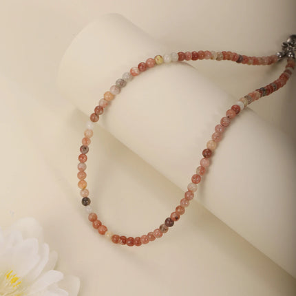 1PC 4mm natural amazonite stone beaded necklace for women ingx tiny pink wintersweet india onyx necklace women beaded jewelry