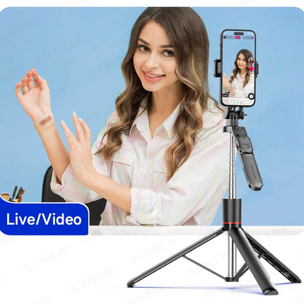 F16 Selfie Stick Tripod with 1708mm Long 8-Section Pole, Bluetooth Remote, 360° Rotation, 1/4 Interface, for Phone Camera Vlog