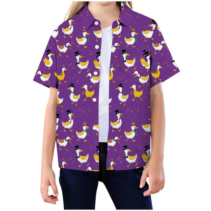 T Shirts Duck Shirt For Kids Funny Rubber Duck Print Colorful Carnival Shirt Button Down Children'S Clothing 아동복