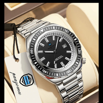 PAAZOMU Luxury Business Men Watch Date Week Waterproof Luminous Man Wristwatch Sport Stainless Steel Quartz Men's Watches Reloj