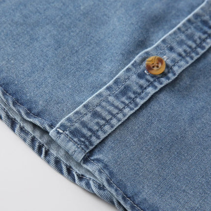 Toddler Kids Summer Jean Shirts Baby Boys Casual Denim Shirt Solid Color Short Sleeve Button Down Blouse Fashion Tops Streetwear